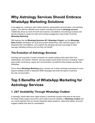Why Astrology Services Should Embrace WhatsApp Marketing Solutions