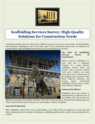 Scaffolding Services Surrey High-Quality Solutions for Construction Needs