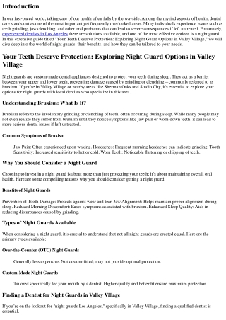 Your Teeth Deserve Protection: Exploring Night Guard Options in Valley Village