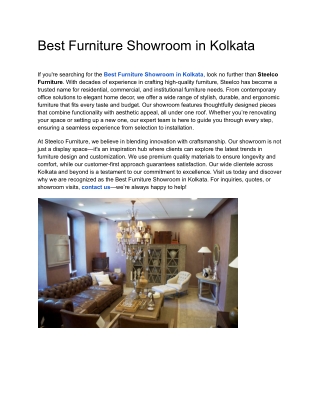 Best Furniture Showroom in Kolkata