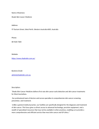 Shade Skin Cancer Medicine