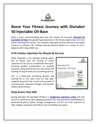 Boost Your Fitness Journey with Dianabol 50 Injectable Oil-Base