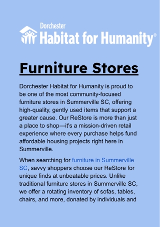 Furniture Stores Summerville SC: Discover Deals That Build Homes