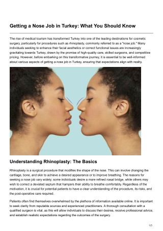 Getting a Nose Job in Turkey What You Should Know