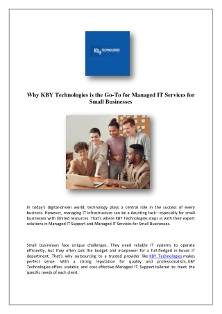 Managed IT Services For Small Businesses | KBY Technologies