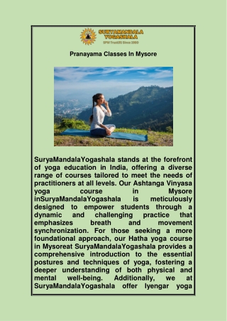 pranayama classes in mysore