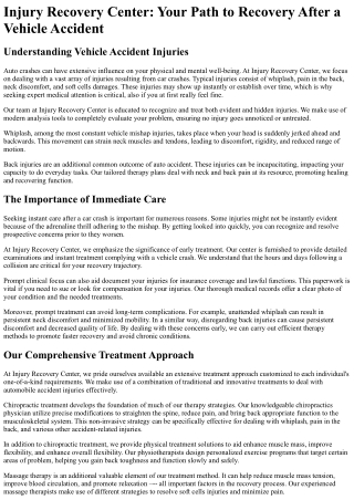 Injury Recovery Center