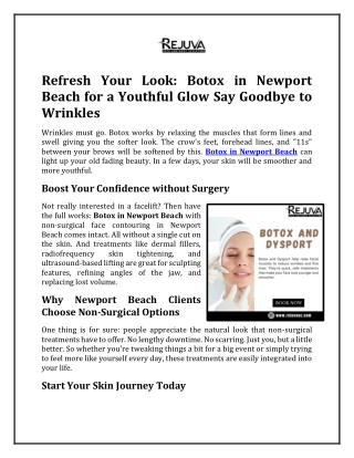 Refresh Your Look Botox in Newport Beach for a Youthful Glow Say Goodbye to Wrinkles
