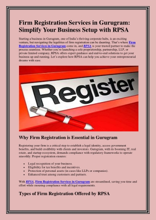 Firm Registration Services in Gurugram