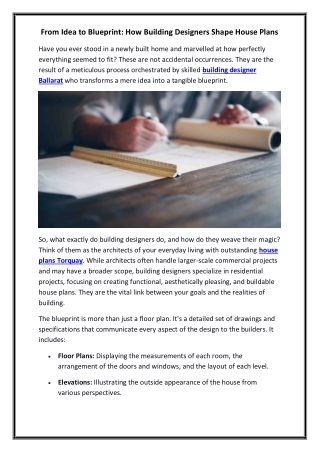 From Idea to Blueprint How Building Designers Shape House Plans