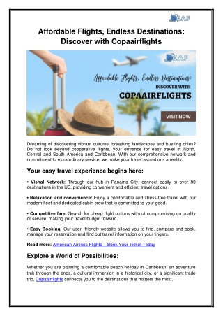 Affordable Flights, Endless Destinations Discover with Copaairflights