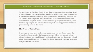 Water-Wise & Eco-Smart: Sustainable Landscaping for the Gold Coast Climate