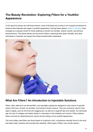 The Beauty Revolution Exploring Fillers for a Youthful Appearance