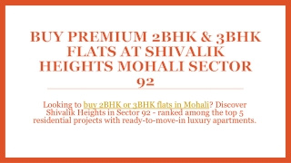 Buy mohali 2BHK & 3BHK Flats at Shivalik