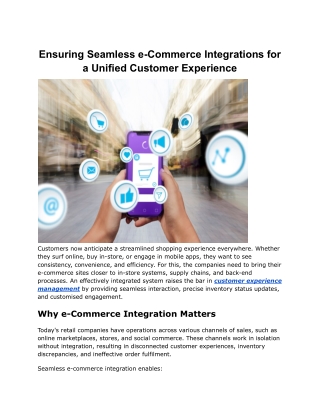 Ensuring Seamless e-Commerce Integrations for a Unified Customer Experience