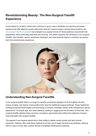 Revolutionizing Beauty The Non-Surgical Facelift Experience
