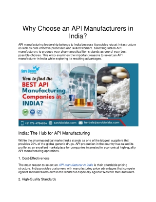 Sarv Biolabs – Leading API Manufacturers in India | High-Quality Active Pharmace