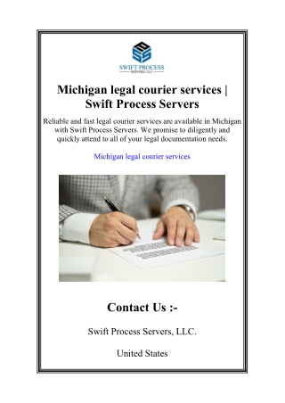 Michigan legal courier services | Swift Process Servers