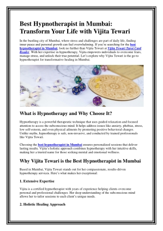 Best Hypnotherapist in Mumbai