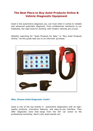 The Best Place to Buy Autel Products Online & Vehicle Diagnostic Equipment