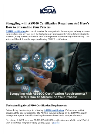 Struggling with AS9100 Certification Requirements? Here’s How to Streamline Your