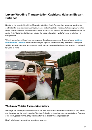 Luxury Wedding Transportation Cashiers Make an Elegant Entrance