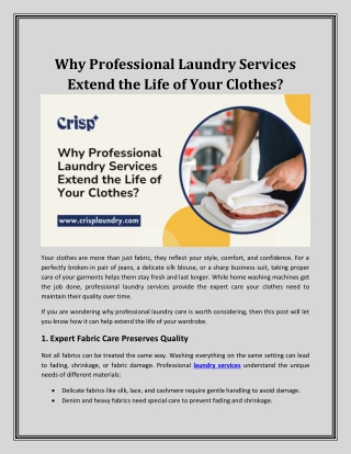 Why Professional Laundry Services Extend the Life of Your Clothes?