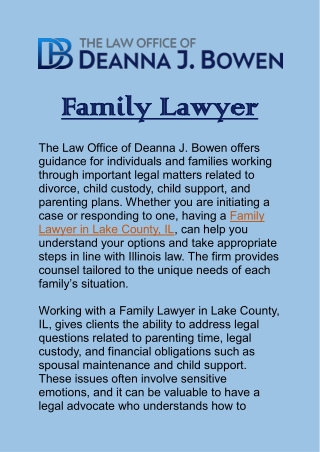 Family Lawyer in Lake County, IL: Guiding You Through Legal Family Matters