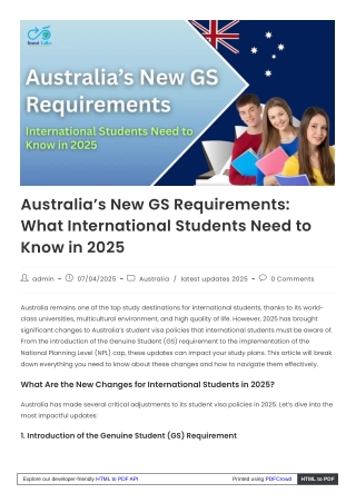 Australia Tightens GS Rules for 2025: Key Updates for Students