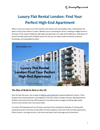 Luxury Flat Rental London_ Find Your Perfect High-End Apartment