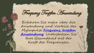 Frequenz Tropfen Anwendung