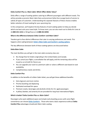 1-888-413-6950 Delta Comfort Plus vs Main Cabin: Which Offers Better Value?