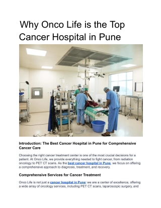 Why Onco Life is the Top Cancer Hospital in Pune