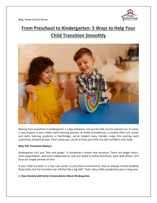 5 Ways to Ease the Kindergarten Start  Petite School House