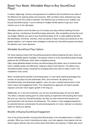 Boost Your Beats: Affordable Ways to Buy SoundCloud Plays!