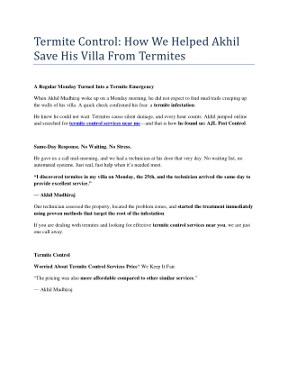 Termite Control: How We Helped Akhil Save His Villa From Termites
