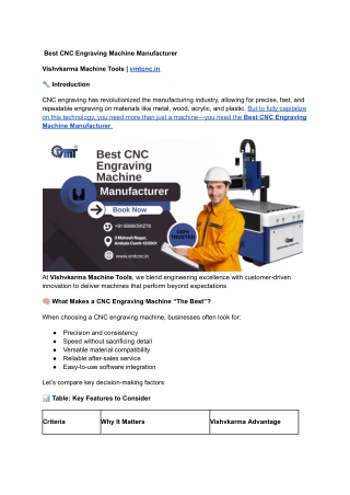 Best CNC Engraving Machine Manufacturer | Vishvkarma Machine Tools – vmtcnc.in