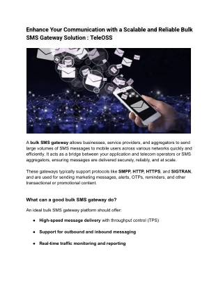 Enhance Your Communication with a Scalable and Reliable Bulk SMS Gateway Solution
