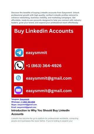 Discover the benefits of buying LinkedIn accounts from Easysmmit