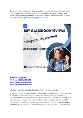 Discover the benefits of buying Glassdoor reviews for your business