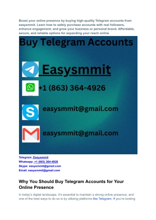 Boost your online presence by buying high-quality Telegram accounts from easysmmit
