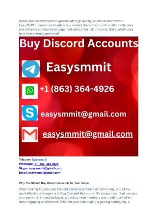 Boost your Discord server’s growth with high-quality, secure accounts from EasySMMIT