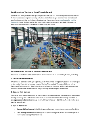 Cost Breakdown  Warehouse Rental Prices in Sanand