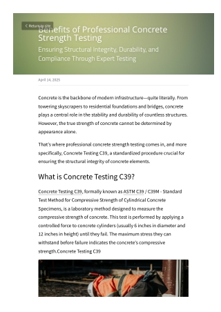 Benefits of Professional Concrete Strength Testing