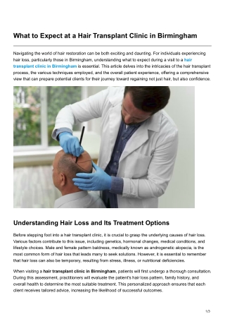 What to Expect at a Hair Transplant Clinic in Birmingham
