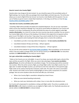 1-844-414-9223 How do I cancel a Sun Country flight?