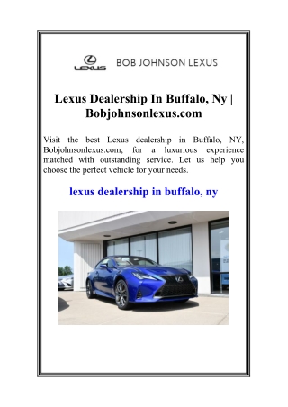 Lexus Dealership In Buffalo, Ny  Bobjohnsonlexus.com