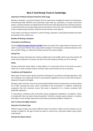 Best 5 Yard Dump Truck in Cambridge