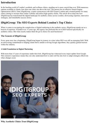 iDigitGroup: The SEO Experts Behind London’s Top Clinics