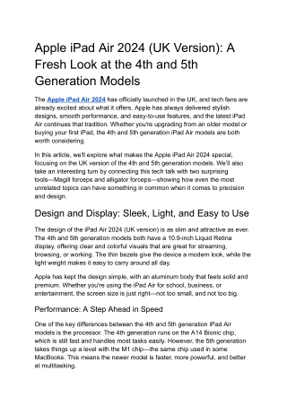 Apple iPad Air 2024 : A Fresh Look at the 4th and 5th Generation Mod